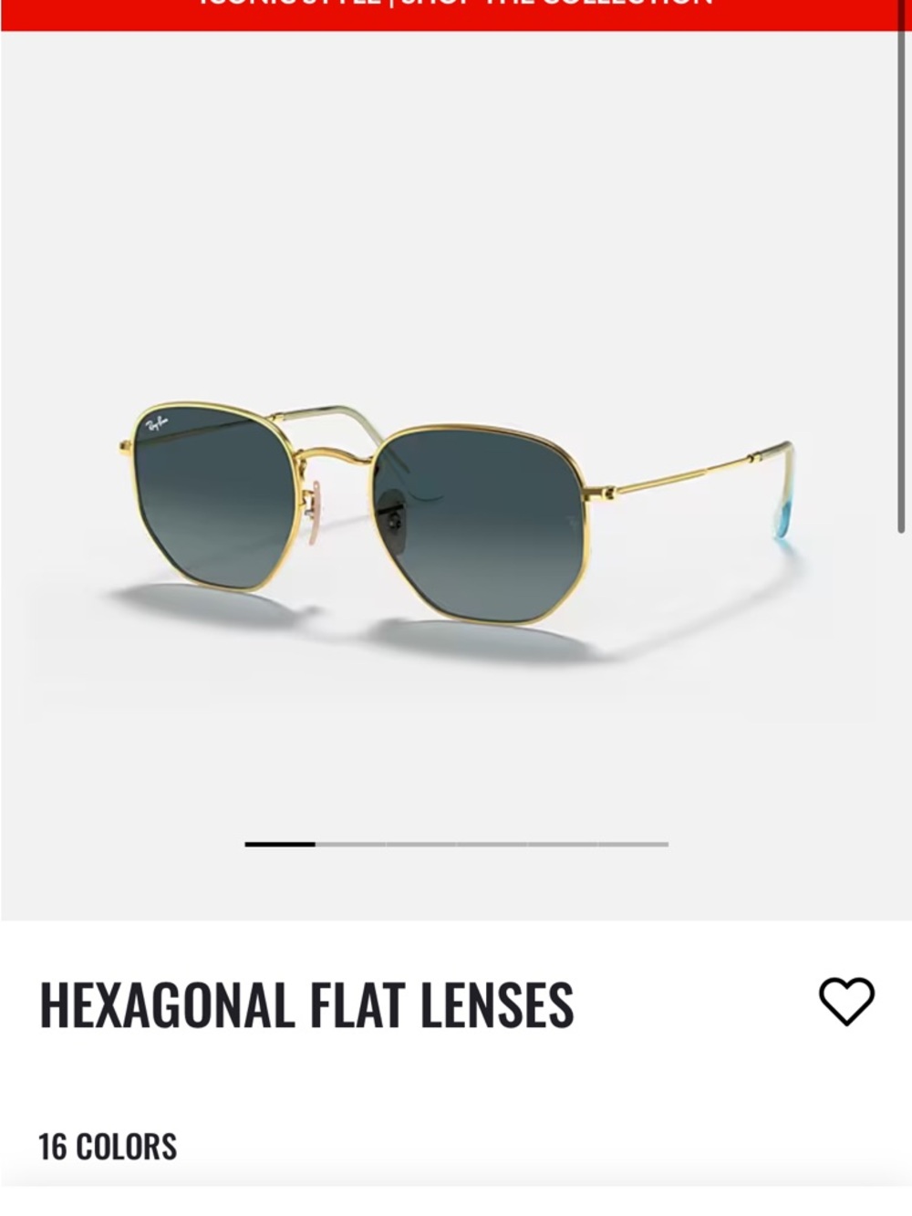 Ray-Ban Hexagonal flat Sunglasses with gold and black frames